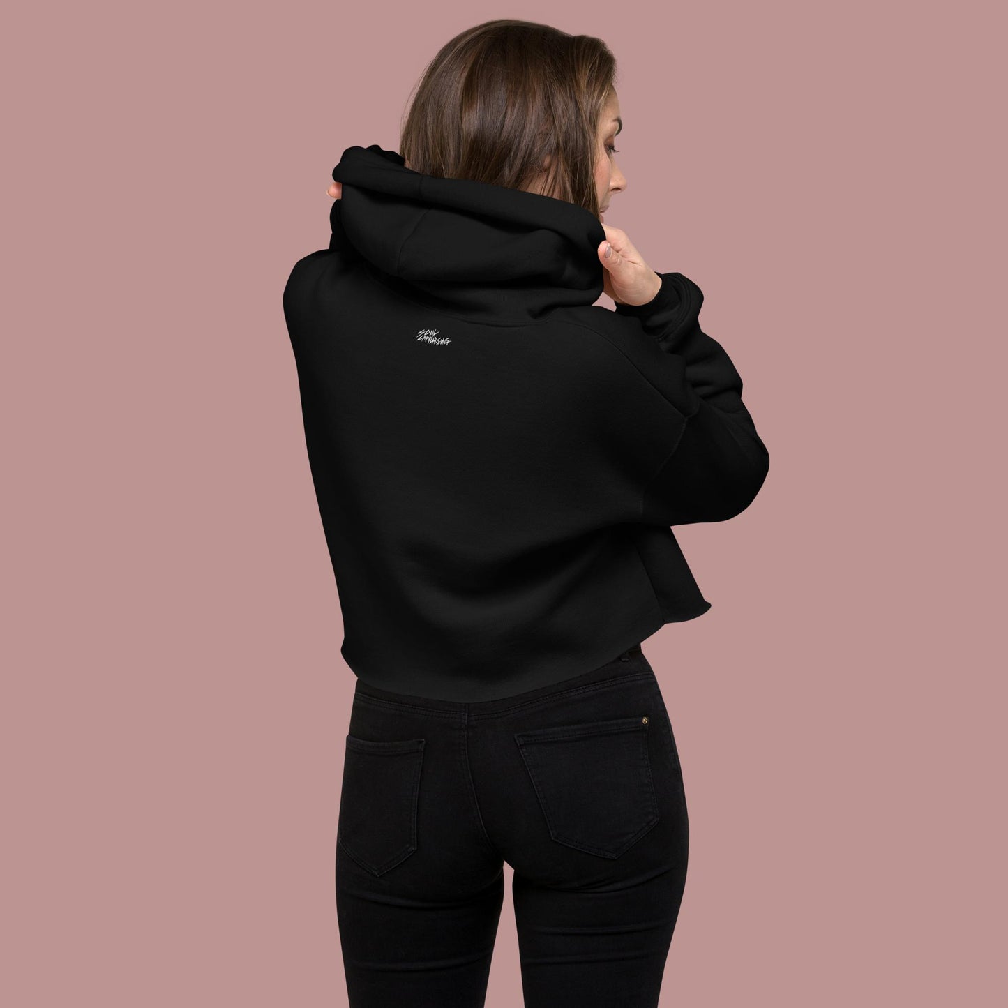 "NOT KEN" Embroidered Crop Hoodie