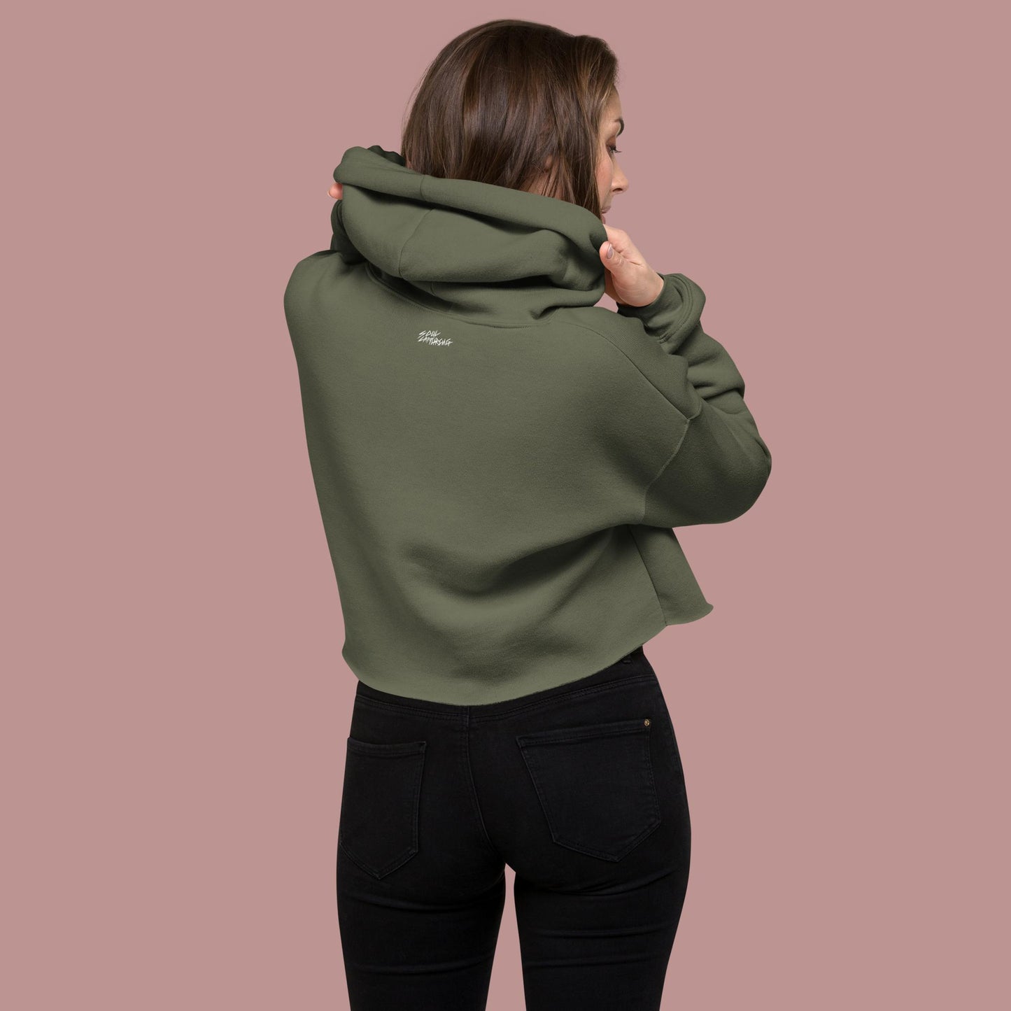 "NOT KEN" Embroidered Crop Hoodie