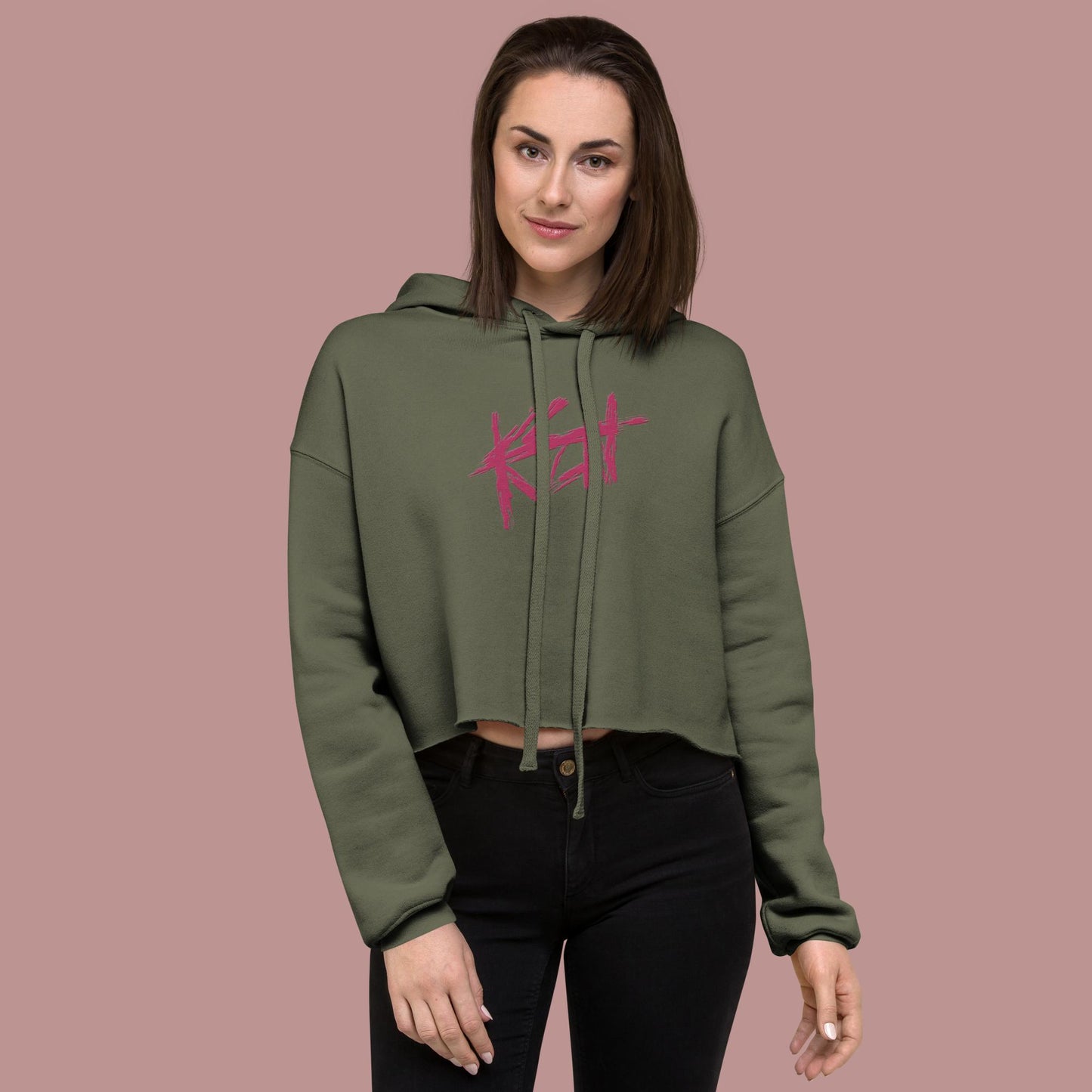 "NOT KEN" Embroidered Crop Hoodie