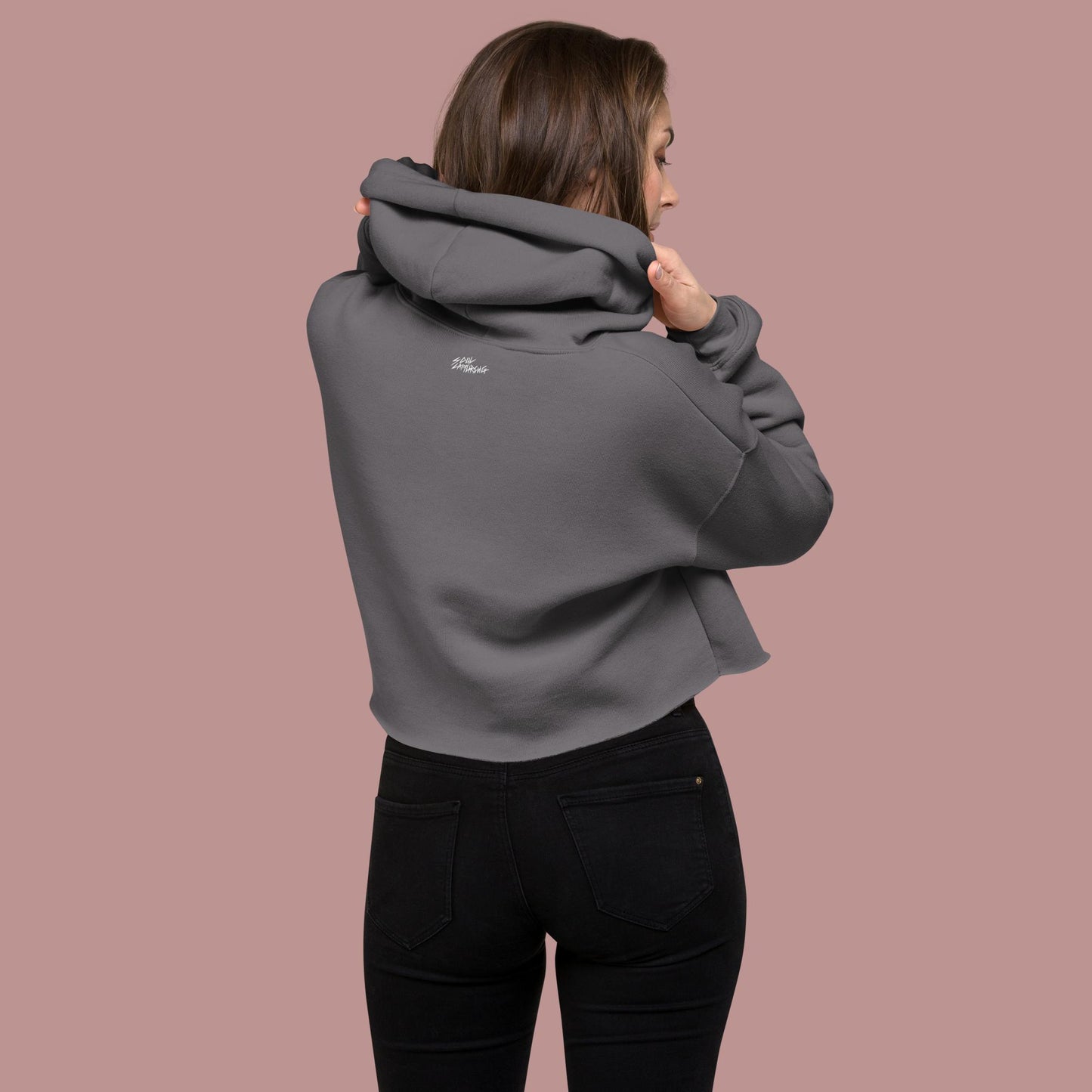 "NOT KEN" Embroidered Crop Hoodie