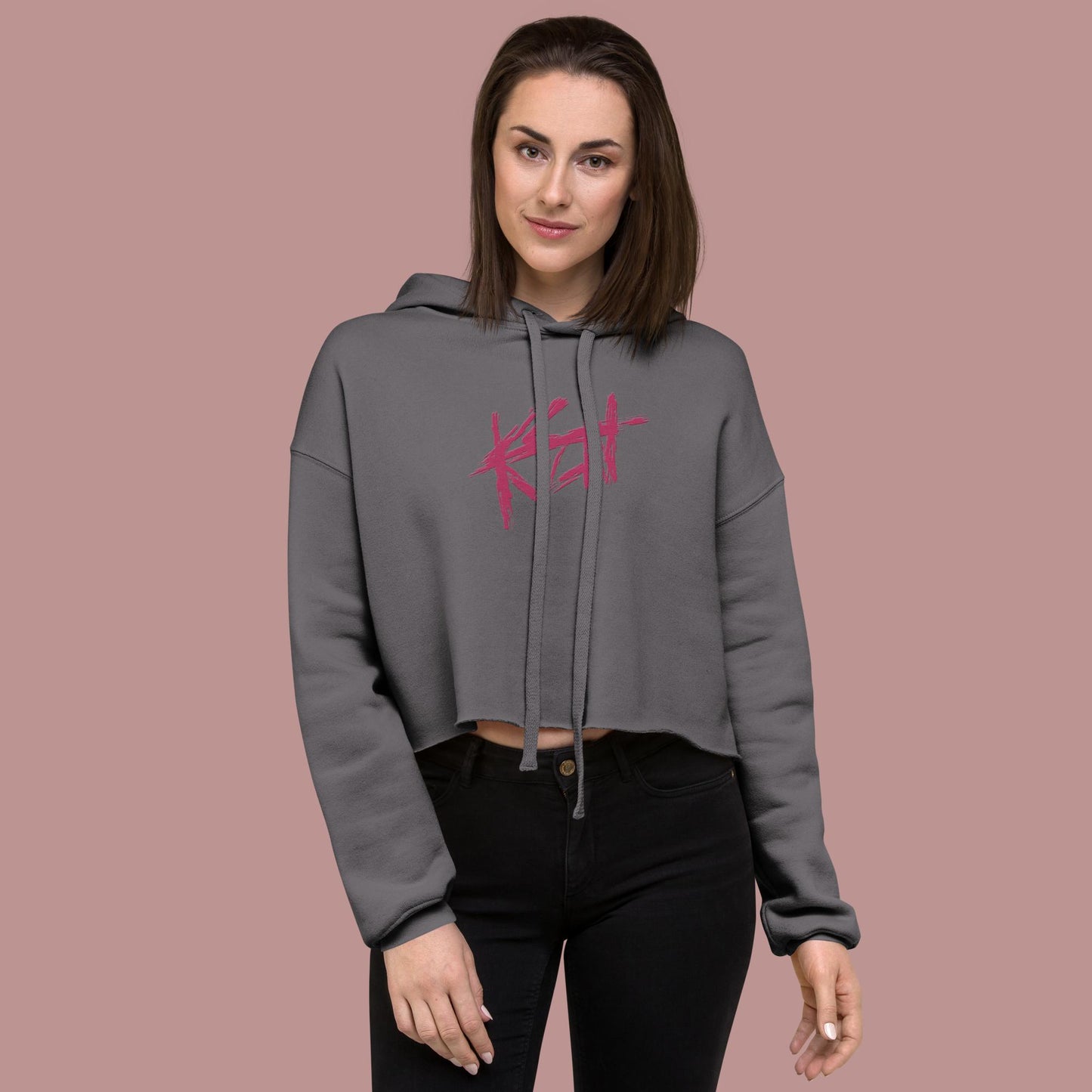 "NOT KEN" Embroidered Crop Hoodie