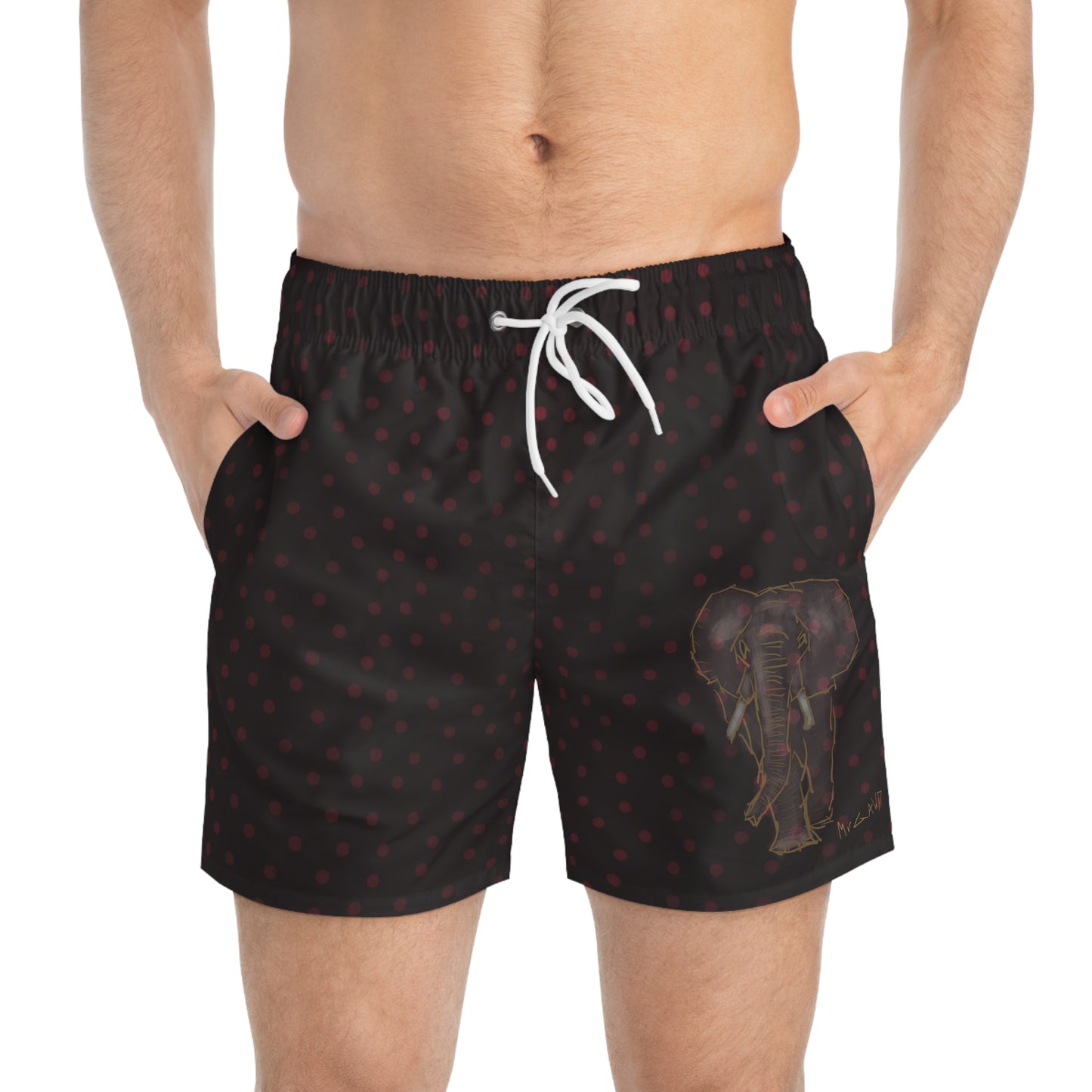 Black Pocka Dot Elephant Swim Trunks x Mr Gawd