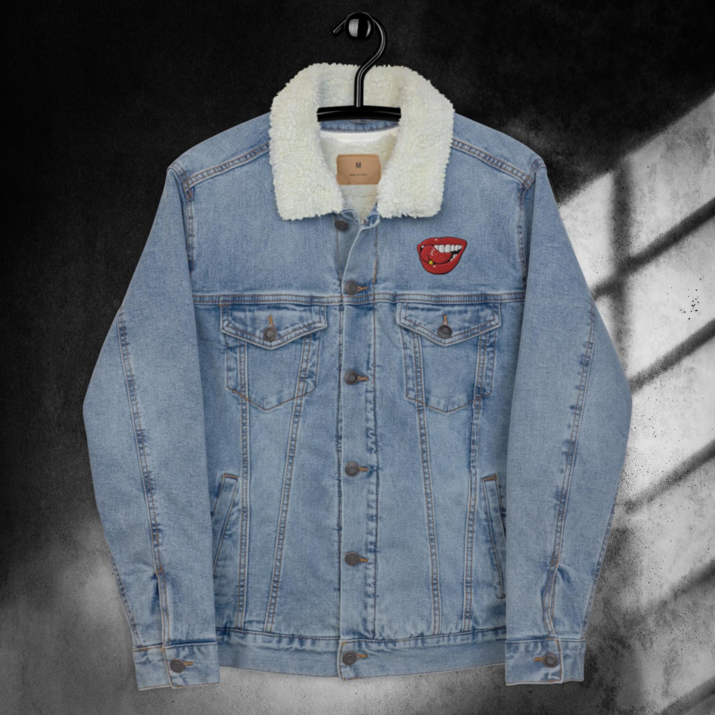 Kiss Unisex denim sherpa jacket front